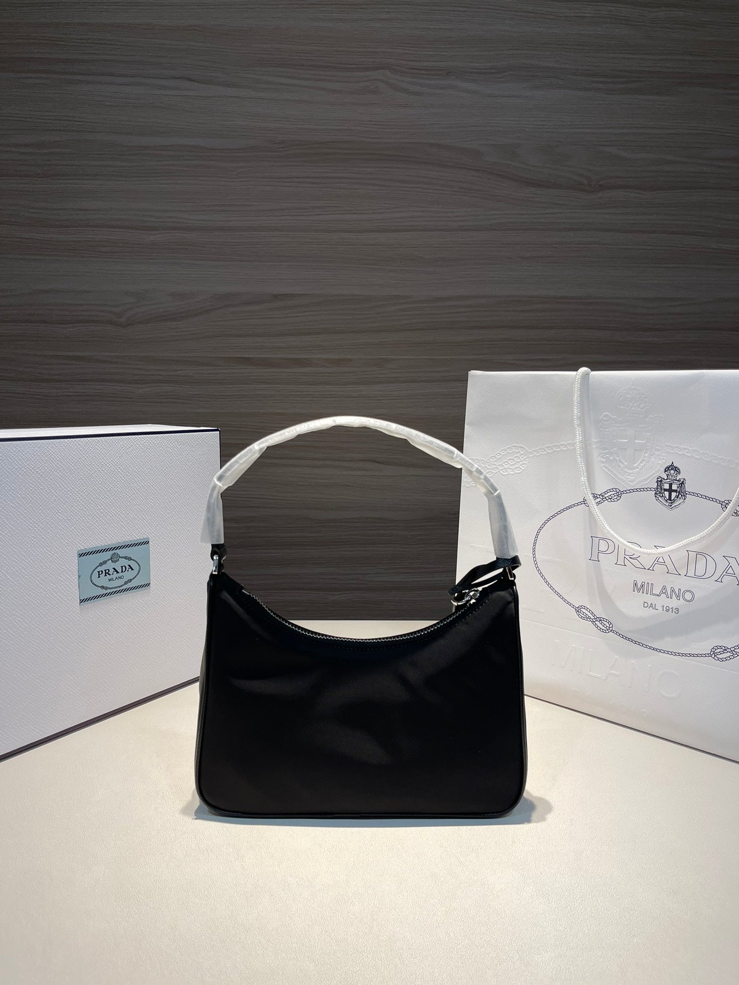 PRADA/Handbag/Underarm Bag/Hobo Leather Handle/Crossbody/Handbag