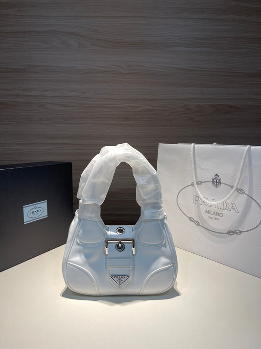 PRADA/ Moon Series / Fabric and Leather / Shoulder and Crossbody Handbag / Regular / Women's / White