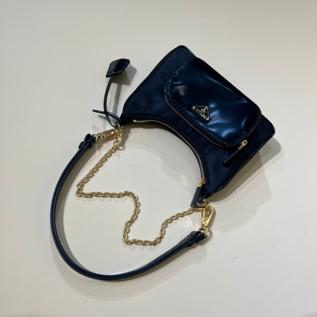 PRADA/ Recycled nylon and leather / Handbag/ Mini / Women's/ Black