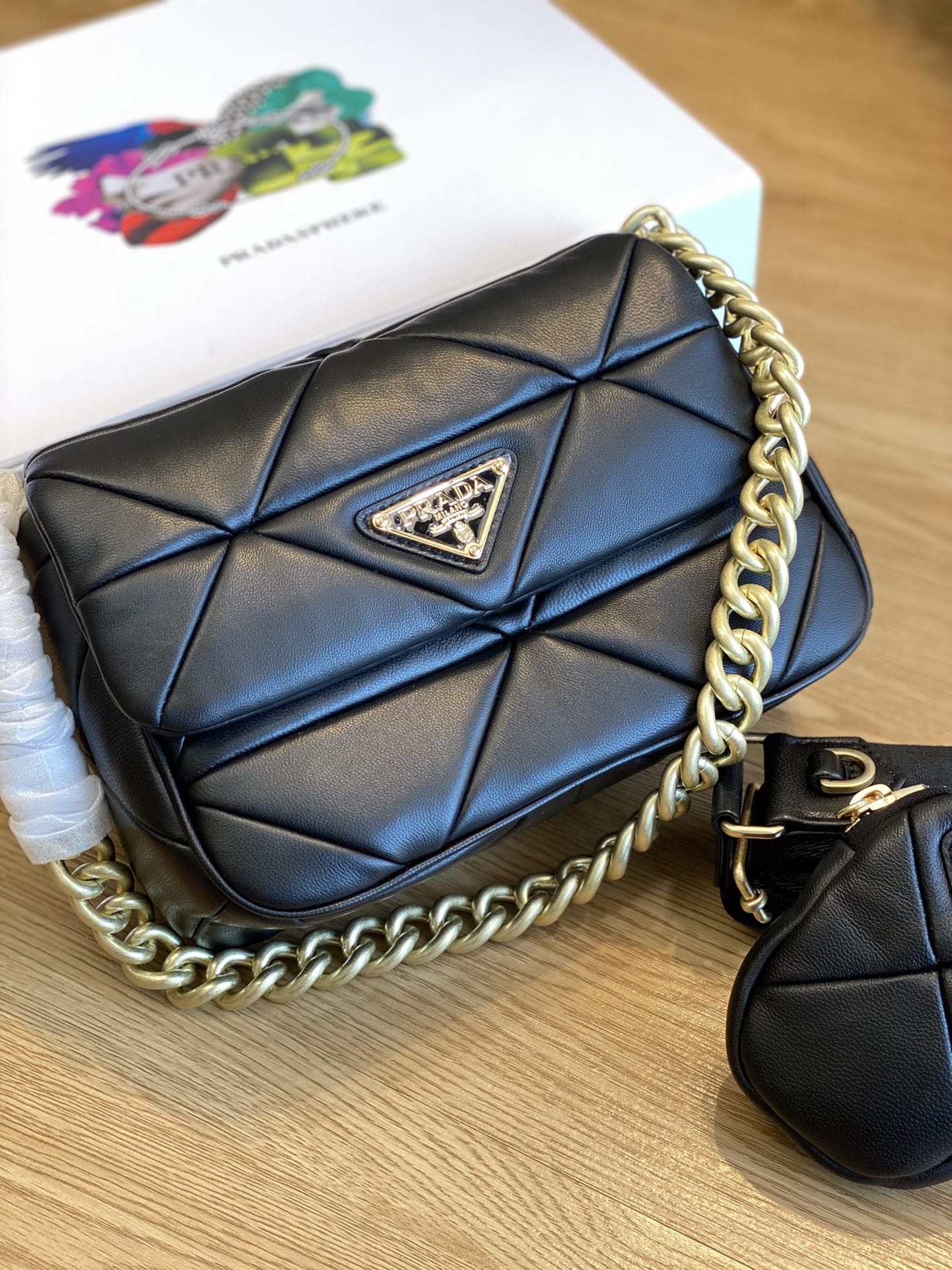 PRADA /Triangle Logo/Shoulder Bag/Ladies/Black