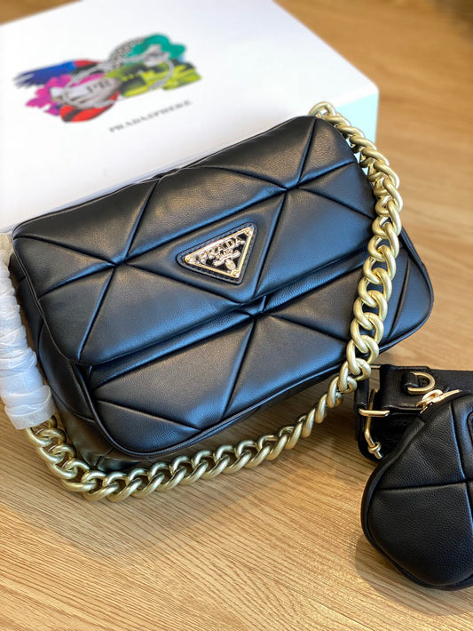 PRADA /Triangle Logo/Shoulder Bag/Ladies/Black