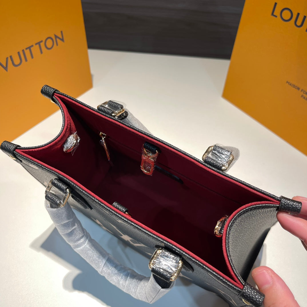 Louis Vuitton/ On the go / Small / Tote bag / Black * Beige
